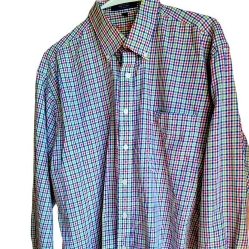 Alan Flusser Mens Size L Multicolor Plaid Button Up Dress Shirt Casual Workwear‎